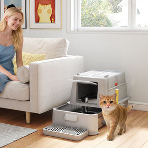 80L XL Stainless Steel Cat Litter Box for Big Cats with Flip Cover, Pull-Out Drawer Tray, High Sided – view 14