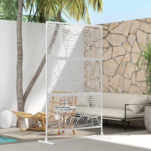 6.5FT Decorative Outdoor Divider, Metal Privacy Screen with Stand, Large Leaf Style, Black – view 13