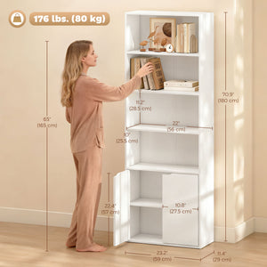 4-Tier Open Bookshelf with Doors Modern Home Office Bookcase Storage Cabinet for Living Room Bathroom – view 9