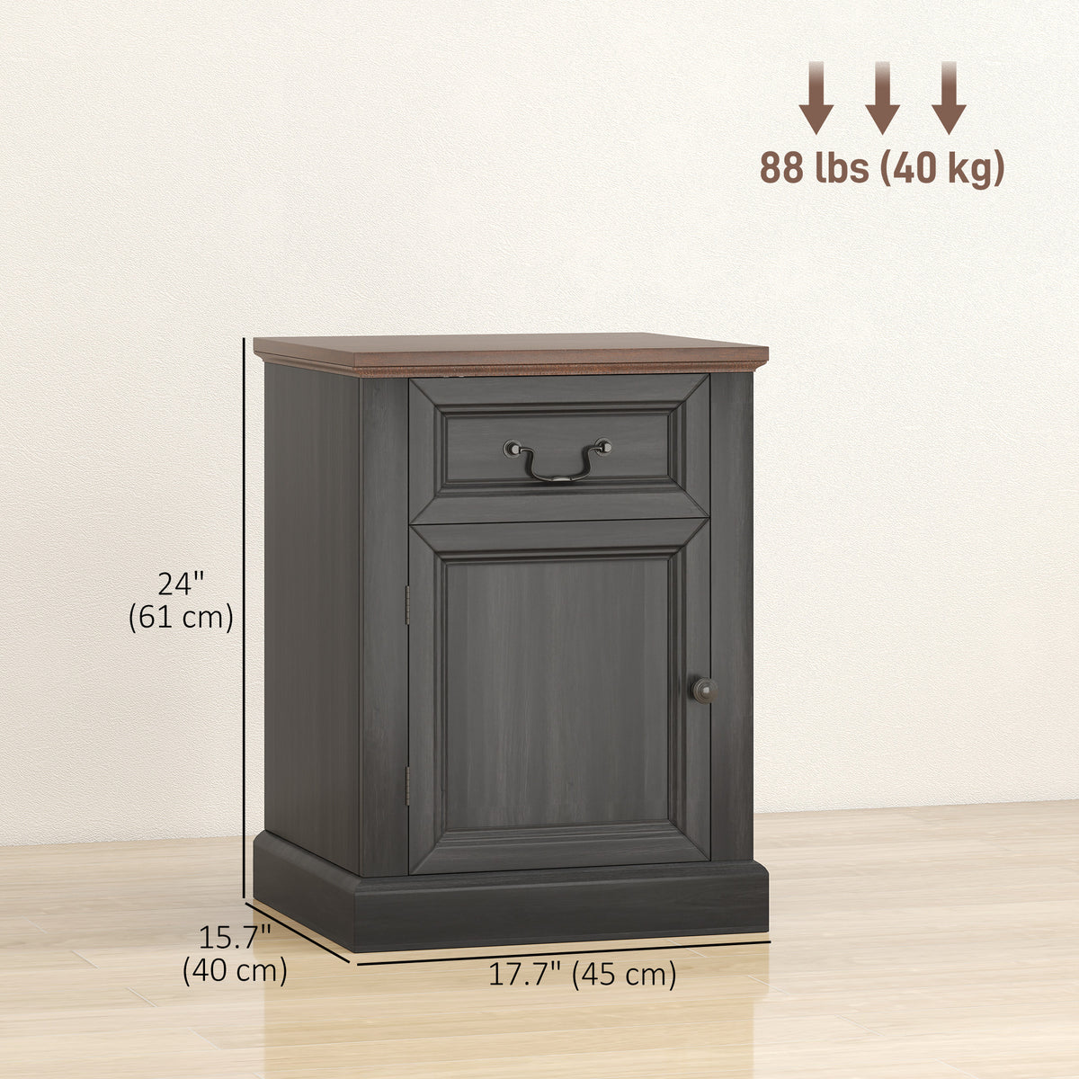 Side Table Set of 2, End Tables with Drawer and Cabinet, Nightstands for Small Spaces, Living Room, Black – view 2