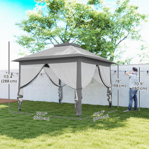 11' x 11' Pop Up Gazebo, Double Roof Foldable Height Adjustable Canopy Tent with Mesh Sidewalls – view 16