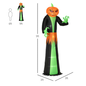 7ft Inflatable Halloween Decoration Pumpkin Reaper, Blow-Up Outdoor LED Yard Display with Lights for Garden, Party, Holiday
