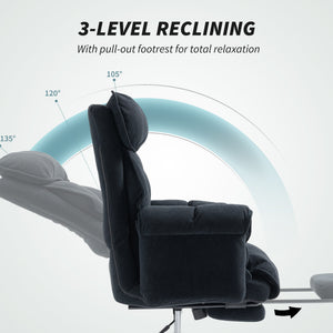 Desk Chair, Computer Office Chair with Footrest, Adjustable Backrest and Headrest, Black – view 5