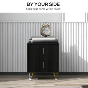 Bedside Table, Modern Nightstand with 2 Drawers, Side End Table with Metal Legs for Living Room, Bedroom – view 10