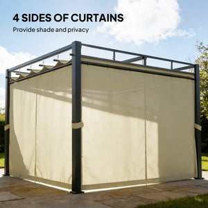 10' x 10' Outdoor Gazebo, Retractable Pergola Canopy with Curtains, UPF30+ Free Standing Metal Pergola Kit – view 4