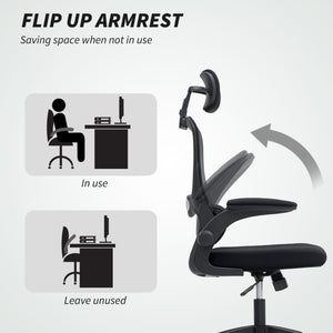 Ergonomic Mesh Office Chair, High Back Desk Chair with Rotatable Headrest, Flip-Up Armrests – view 6
