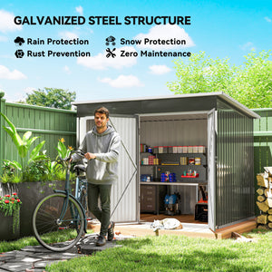 8.5' x 6' Galvanised Steel Outdoor Storage Shed, Garden Shed with Window – view 10