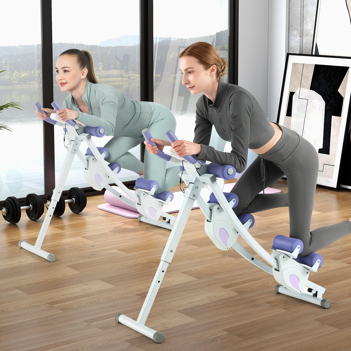 Ab Machine with LCD Monitor and 4 Adjustable Heights-Purple view 2