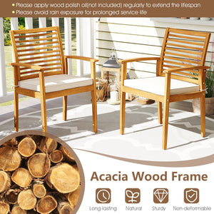 Acacia Wood 7-Piece Patio Dining Set with Umbrella Hole view 6