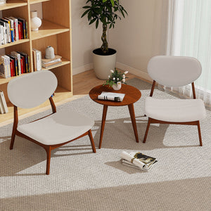 Accent Chairs Set of 2 with Side Table and Solid Wood Frame-Beige view 2