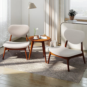 Accent Chairs Set of 2 with Side Table and Solid Wood Frame-Beige view 3