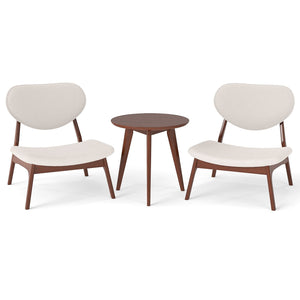 Accent Chairs Set of 2 with Side Table and Solid Wood Frame-Beige view 4