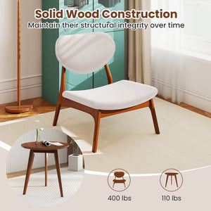 Accent Chairs Set of 2 with Side Table and Solid Wood Frame-Beige view 9