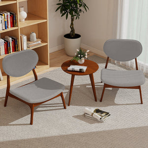 Accent Chairs Set of 2 with Side Table and Solid Wood Frame-Gray view 2