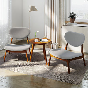 Accent Chairs Set of 2 with Side Table and Solid Wood Frame-Gray view 3