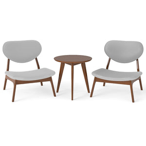 Accent Chairs Set of 2 with Side Table and Solid Wood Frame-Gray view 4