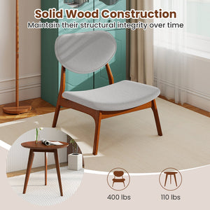 Accent Chairs Set of 2 with Side Table and Solid Wood Frame-Gray view 9