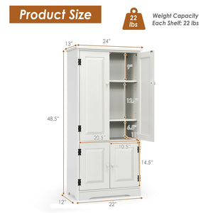 Accent Floor Storage Cabinet with Adjustable Shelves Antique 2-Door-Cream White view 5