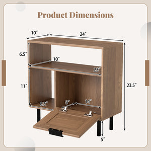 Accent Side End Table with Storage Shelf and Cabinet for Small Space-Natural view 5