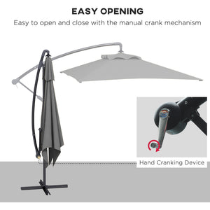 3(m) patio offset umbrella, with Cross Base - Dark Grey
