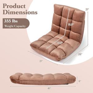 Adjustable 14-position Cushioned Floor Chair-Beige view 3