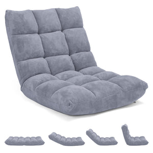 Adjustable 14-position Cushioned Floor Chair-Gray