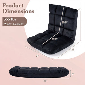 Adjustable 14-Position Floor Chair Folding Lazy Gaming Sofa Chair-Black view 3
