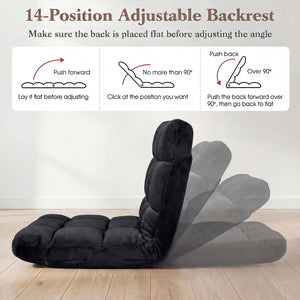 Adjustable 14-Position Floor Chair Folding Lazy Gaming Sofa Chair-Black view 5