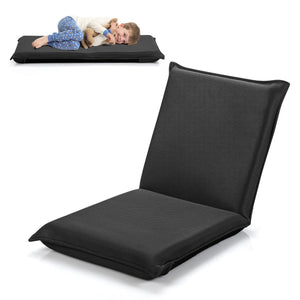 Adjustable 6 Positions Folding Lazy Man Sofa Chair Floor Chair-Black view 4