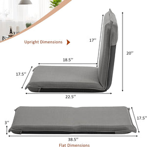 Adjustable 6 positions Folding Lazy Man Sofa Chair Floor Chair-Gray view 5