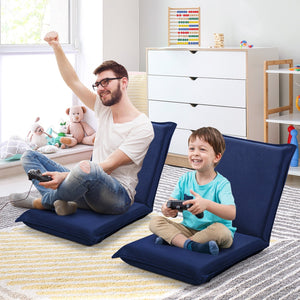 Adjustable 6 positions Folding Lazy Man Sofa Chair Floor Chair-Navy view 2