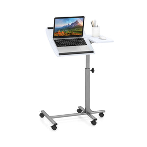 Adjustable Angle Height Rolling Laptop Table-White view 4