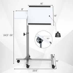 Adjustable Angle Height Rolling Laptop Table-White view 5