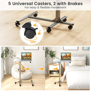 Adjustable Angle Height Rolling Laptop Table-White view 9