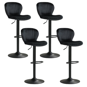 Adjustable Counter Height Chairs Set of 4 with Velvet Upholstered Backrests-Black