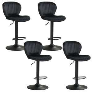 Adjustable Counter Height Chairs Set of 4 with Velvet Upholstered Backrests-Black view 4