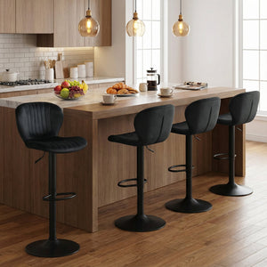 Adjustable Counter Height Chairs Set of 4 with Velvet Upholstered Backrests-Black view 6