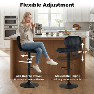 Adjustable Counter Height Chairs Set of 4 with Velvet Upholstered Backrests-Black view 8