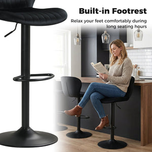 Adjustable Counter Height Chairs Set of 4 with Velvet Upholstered Backrests-Black view 9