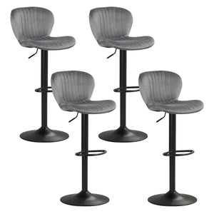 Adjustable Counter Height Chairs Set of 4 with Velvet Upholstered Backrests-Gray