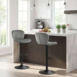 Adjustable Counter Height Chairs Set of 4 with Velvet Upholstered Backrests-Gray view 3