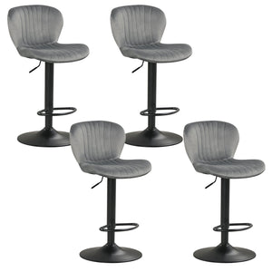 Adjustable Counter Height Chairs Set of 4 with Velvet Upholstered Backrests-Gray view 4