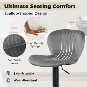 Adjustable Counter Height Chairs Set of 4 with Velvet Upholstered Backrests-Gray view 7