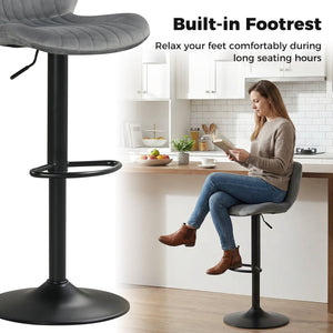 Adjustable Counter Height Chairs Set of 4 with Velvet Upholstered Backrests-Gray view 9