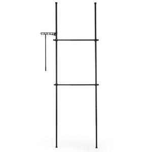 Adjustable Floor to Ceiling Clothes Rack with 2 Hanging Rods-Black view 4