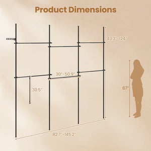 Adjustable Floor to Ceiling Clothes Rack with 6 Hanging Rods-Black view 5