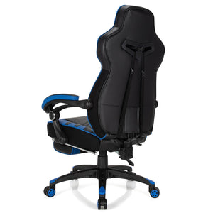 Adjustable Gaming Chair with Footrest for Home Office-Blue view 6