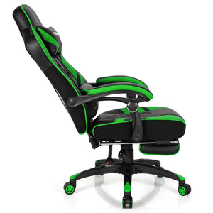 Adjustable Gaming Chair with Footrest for Home Office-Green view 4