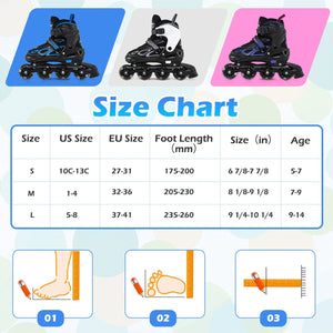 Adjustable Kids' Incline Skates 4 Sizes Adjustable Blade Roller-Black view 5