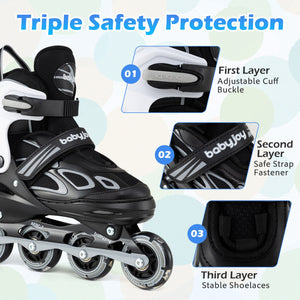 Adjustable Kids' Incline Skates 4 Sizes Adjustable Blade Roller-Black view 9